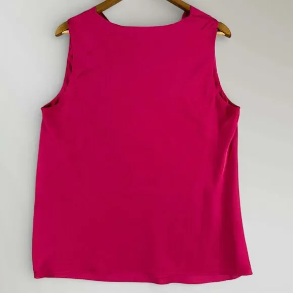NWT Elie Tahari Women's The Jane Pink Sleeveless Cowl Neck Tank Blouse Size Lrg - Picture 2 of 9